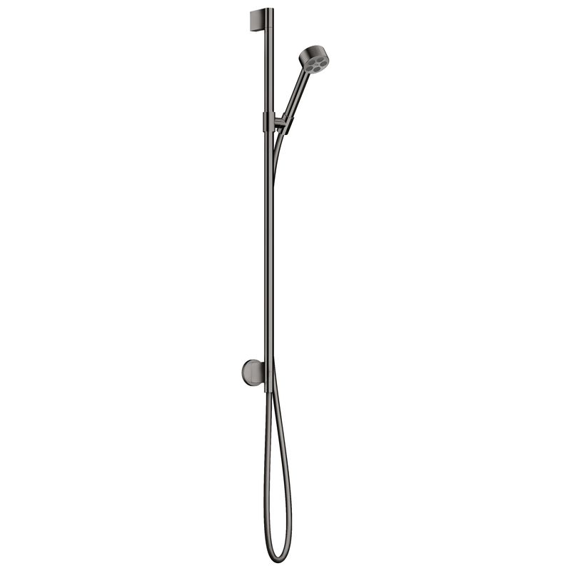 Baños-Set-Barra-One-Negro-Pulido-con-Ducha-Fono-Soporte-Flexible-y-Union-Muro