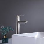 Baños-Griferia-Lavamanos-New-home-Alta-24-cm-S-Desague-Brushed