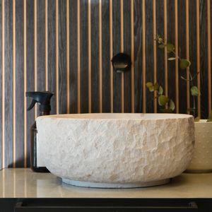 Lavamanos Trani Organico Sobrecubierta 40 Cm Piedra Caliza