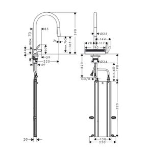 Grifería Cocina Aquno Select M81 Extraíble 3 Jet 73831670 Negro Mate