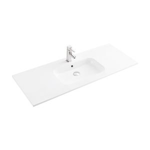 Cubierta Lavamanos Box-N Empotrada 120 Cm con Rebalse Blanco