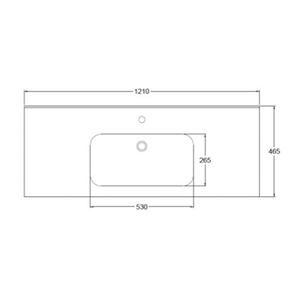 Cubierta Lavamanos Box-N Empotrada 120 Cm con Rebalse Blanco