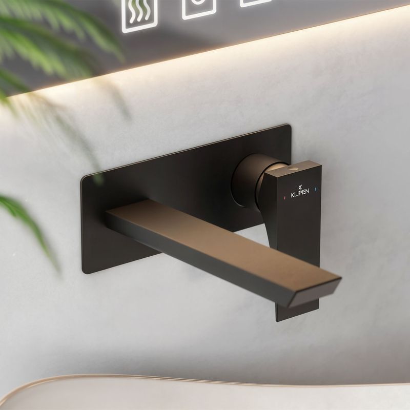 Baños-Griferia-Lavamanos-Kubika-Muro-19-cm-Coldstart-Negro-Mate
