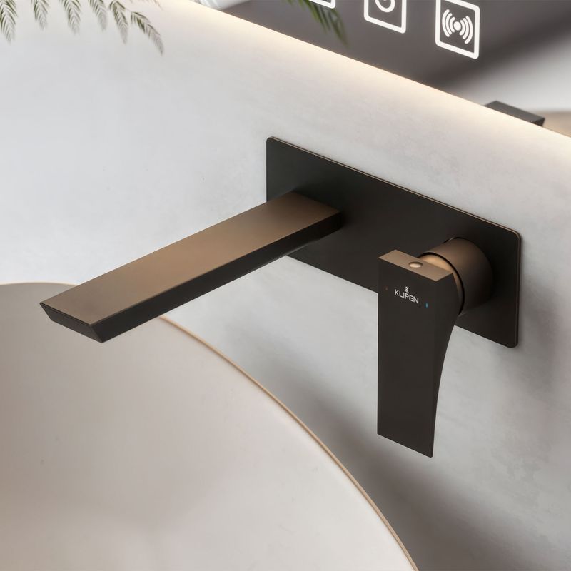 Baños-Griferia-Lavamanos-Kubika-Muro-19-cm-Coldstart-Negro-Mate