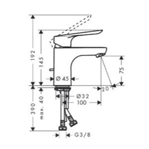 Grifería Lavamanos Logis E 7 cm Coolstart C/Desagüe Automático 71164000 Cromo