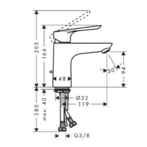 Grifería Lavamanos Logis E 10 cm Coolstart C/Desagüe Automático 71165000 Cromo