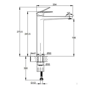 Grifería Lavamanos Boston 20 cm sin Desague Cromo
