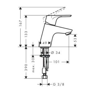 Griferia Lavamanos Focus 5 Cm S/Desagüe 31733000 Cromo
