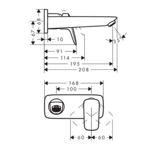 Grifería Lavamanos Logis Muro 20 cm C/Desagüe 71220000 Cromo
