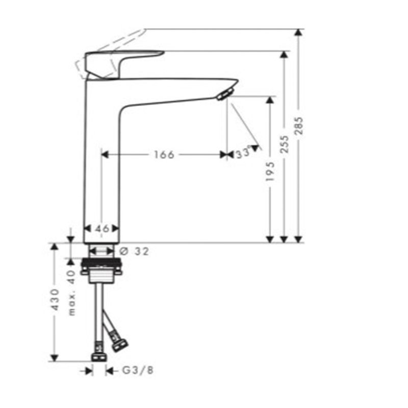 Baños-Griferia-Lavamanos-Mysport-Xl-Alta-20-cm-S-Desague-71112000-Cromo