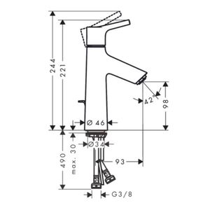 Grifería Lavamanos Talis S 10 cm C/Desagüe Automático 72020000 Cromo