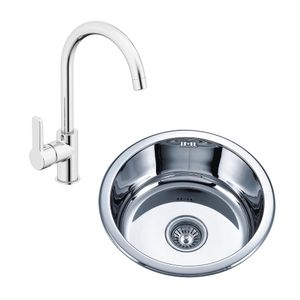 Pack Lavaplatos Queens + Grifería Cocina Trento Cromo