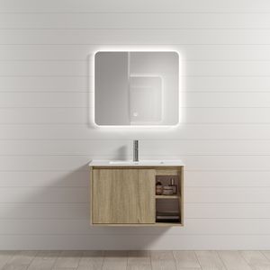 Mueble de Baño Nepal 2 Puertas y Repisa con Lavamanos Brown Wood 800 mm