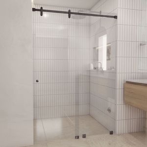 Mampara Ducha Corredera Incolora Gun Metal 1700x1900 mm
