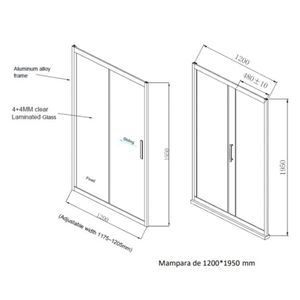 Mampara Aura Vidrio Templado Laminado 120