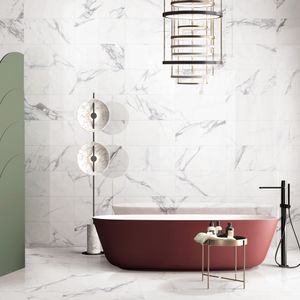 Porcelanato Prestige Blanco Mate Tipo Mármol 15x60 cm