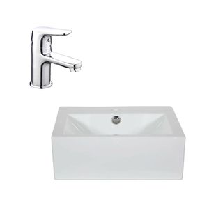 Lavamanos Sobreponer Blanco Alfa + Grifería Concept