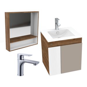 Pack Mueble de Baño Kyle 500 mm + Espejo Respisa Kyle + Grifería City Brushed