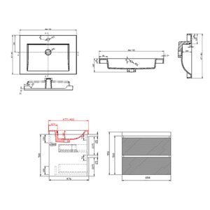 Mueble de Baño City con Lavamanos Blanco y Desagüe Base Maple Grey 700x550x480 mm