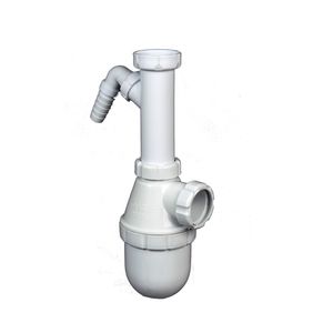 Sifón Fregadero Simple con Salida a Lavavajilla Blanco 1 1/2"