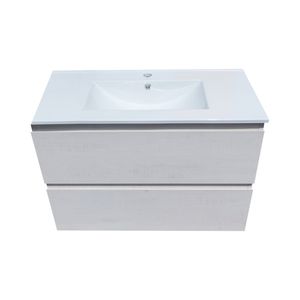 Mueble de Baño Delfos dos Cajones con Lavamanos Base White Oak 900 mm