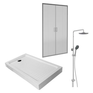 Pack Mampara Corredera Style 120 cm + Receptáculo Zen 120 cm + Columna Basic-N
