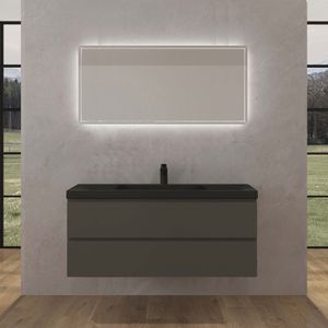 Mueble de Baño City con Lavamanos Negro Mate Base Thunder Grey Matt 100 mm