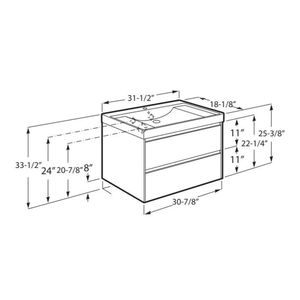 Mueble con Cubierta 2 cajones Mate Ona Unik Olmo Oscuro 800x460x645mm