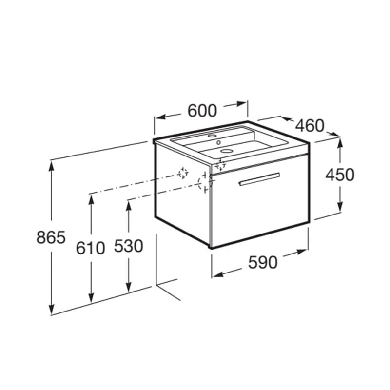 Baños-Mueble-de-Baño-Prisma-1-Cajon-Blanco-Fresno-600-mm-con-Lavamanos