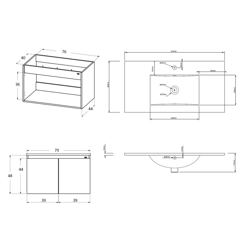 Baños-Mueble-King-Simple-800-2-Puertas-Softclose-Gales-C-Lavamanos