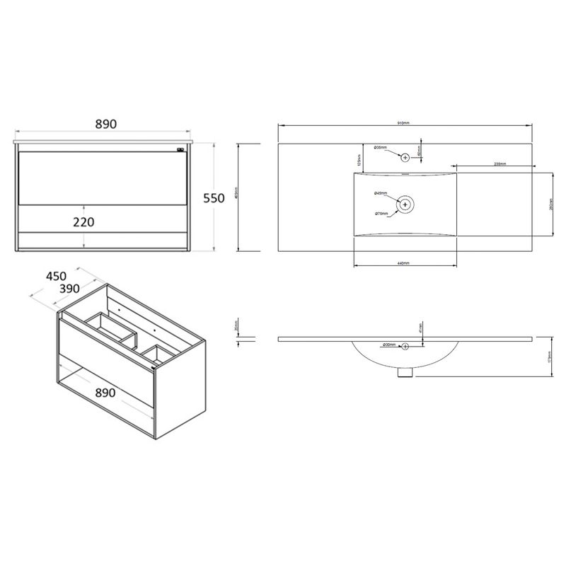 Baños-Mueble-King-Simple-900-1-Cajon-Y-Repisa-Softclose-Plomo-C-Lavamanos