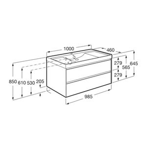 Mueble con Cubierta 2 cajones Mate Ona Unik Gris 1000x460x645mm
