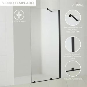 Mampara Ducha Fija Receptáculo Style Perfil Negro 800x1980 mm