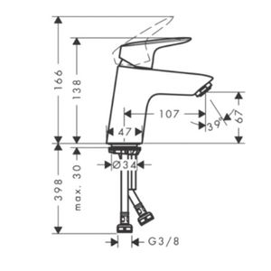 Grifería Lavamanos Logis 21 cm C/Desagüe Automático 71078000 Cromo