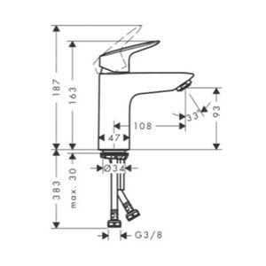 Gifería Lavamanos Logis Coolstart Cromo 100 mm sin Desagüe