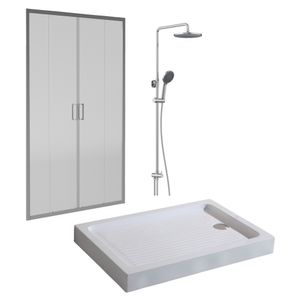 Pack Mampara Corredera Style 130 cm + Receptáculo Zen 130 + Columna Basic-N