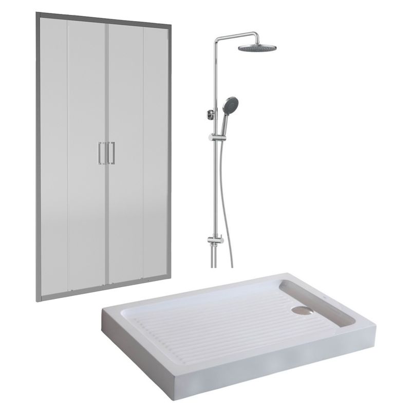 Baños-Pack-Mampara-Corredera-Style-130-cm---Receptaculo-Zen-130---Columna-Basic-N