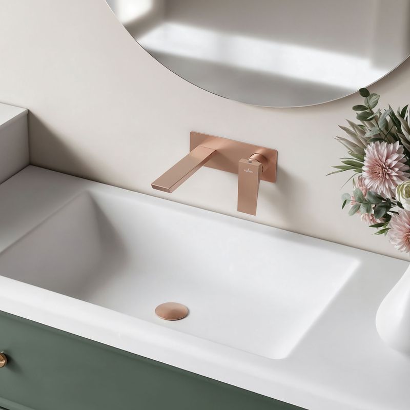 Baños-Griferia-Lavamanos-Kubika-Muro-19-cm-Coldstart-Rose-Gold