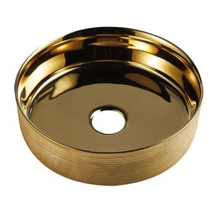 Lavamanos Redondo de Sobreponer Tripoli Dorado 350x350x120 mm Sin Rebalse