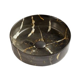 Lavamanos Redondo de Sobreponer Tripoli Piedra Negro 350x350x120 mm Sin Rebalse