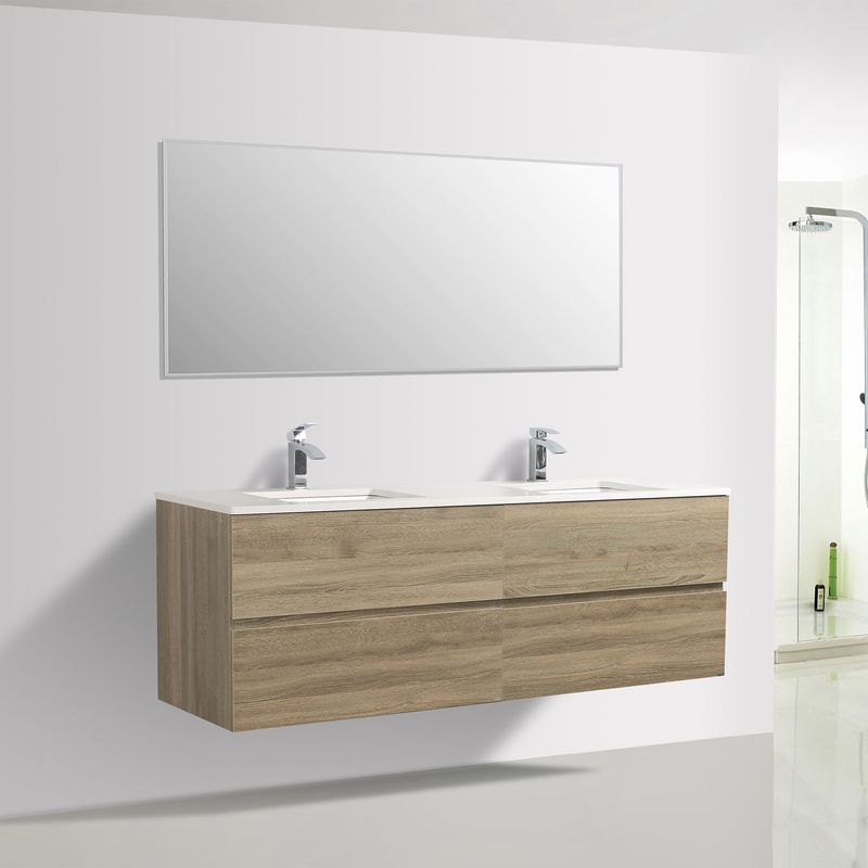 Baños-Mueble-de-Baño-Rain-Doble-Cubierta-Quarztone-Blanco-con-Lavamanos-Bajo-Cubierta-y-Desague-Base-Cart-Oak-1800-mm