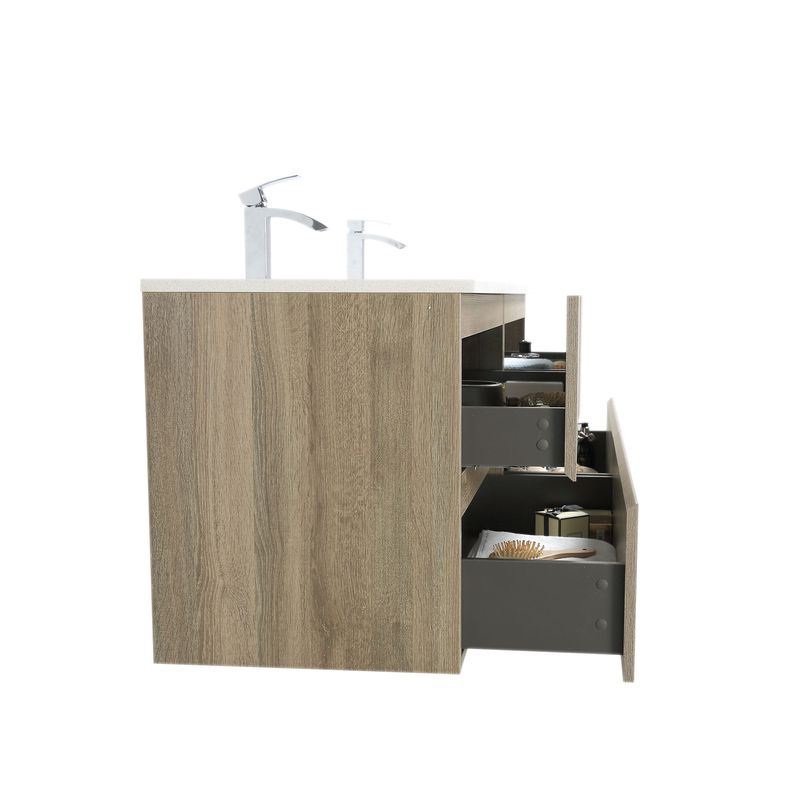 Baños-Mueble-de-Baño-Rain-Doble-Cubierta-Quarztone-Blanco-con-Lavamanos-Bajo-Cubierta-y-Desague-Base-Cart-Oak-1800-mm