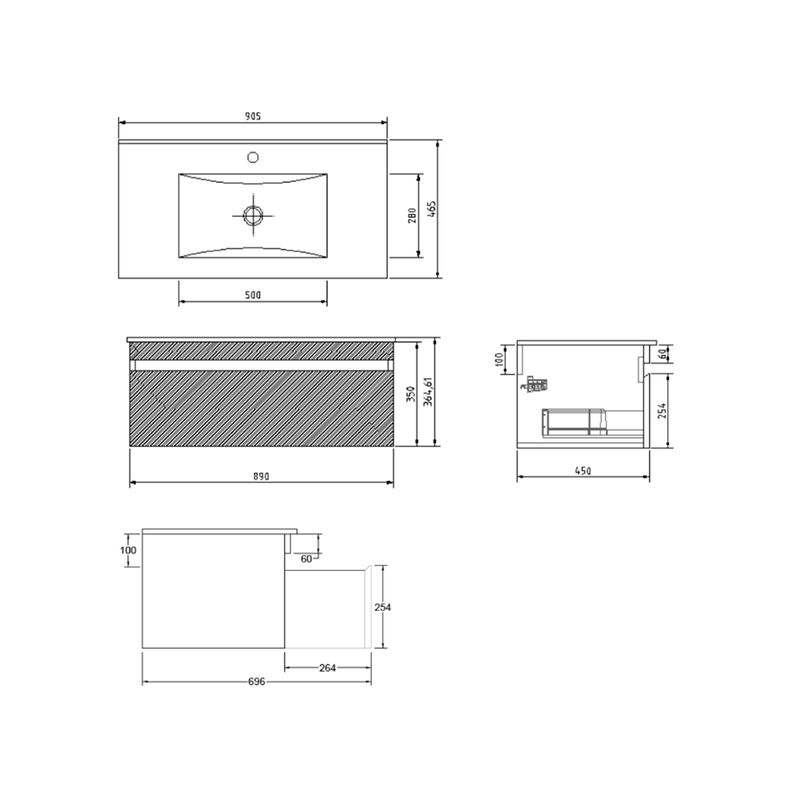 Baños-Mueble-de-Baño-Delfos-un-Cajon-y-Repisa-Bandeja-Deslizante-con-Lavamanos-Base-Cinder-900-mm
