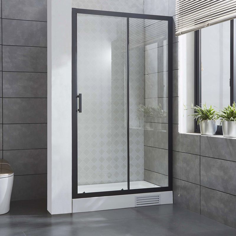Baños-Mampara-Micenas-1-Puerta-fija-y-1-Corredera-Negro-Mate-1500-mm