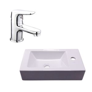 Lavamanos Sobreponer Blanco Amantia + Grifería Concept