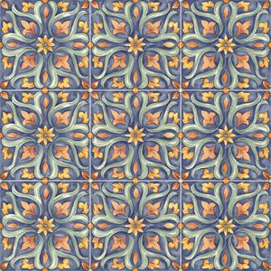 Porcelanato Amuri Decoro Maiolica Multicolor 4 Brillante 20x20 cm