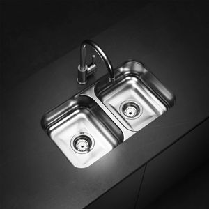Lavaplatos Doble C28/18 Rectangular Bajo Cubierta con Rebalse Cromado