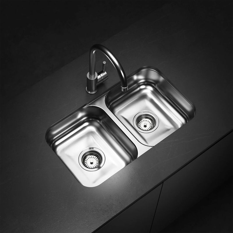 Cocina-Lavaplatos-Doble-C28-18-Rectangular-Bajo-Cubierta-con-Rebalse-Cromado