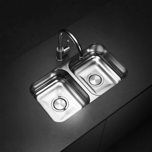 Lavaplatos Doble C28/18 Rectangular Bajo Cubierta con Rebalse Cromado