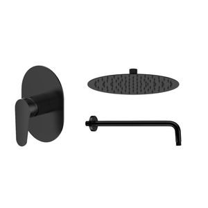 Pack Ducha Fija con Mezclador Negro Mate